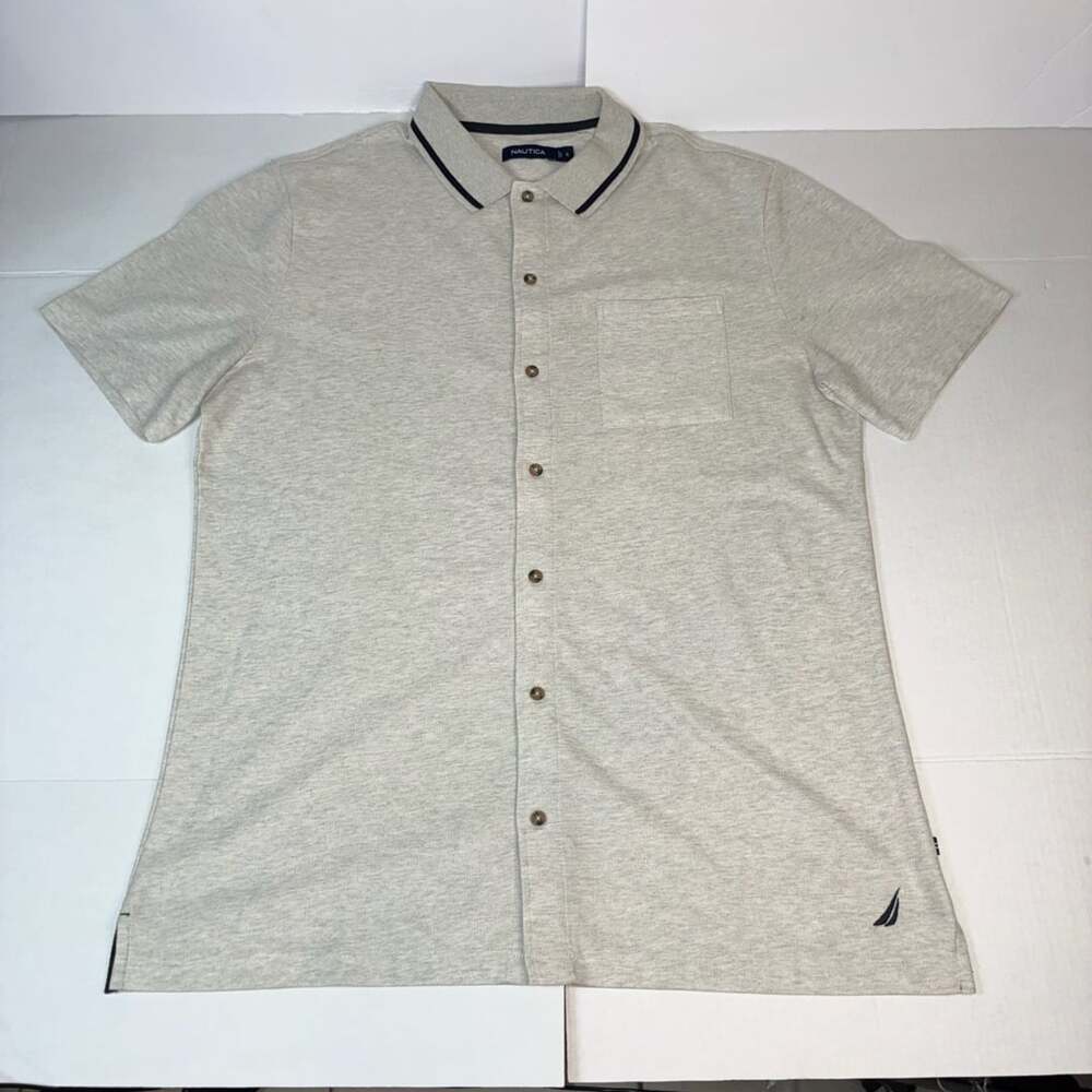Nautica Wrinkle Resistant Button Up Shirt Men's M Blue White Check Cotton